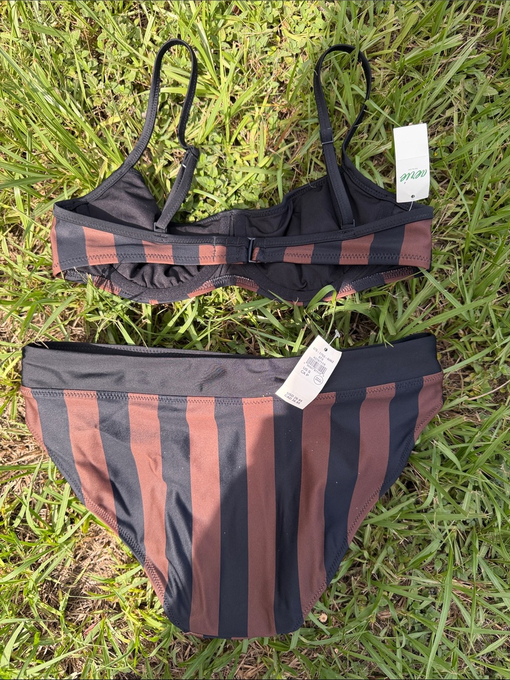 Aerie striped Black & Brown Underwire Bikini Set - Women Swim - Picture 5 of 5